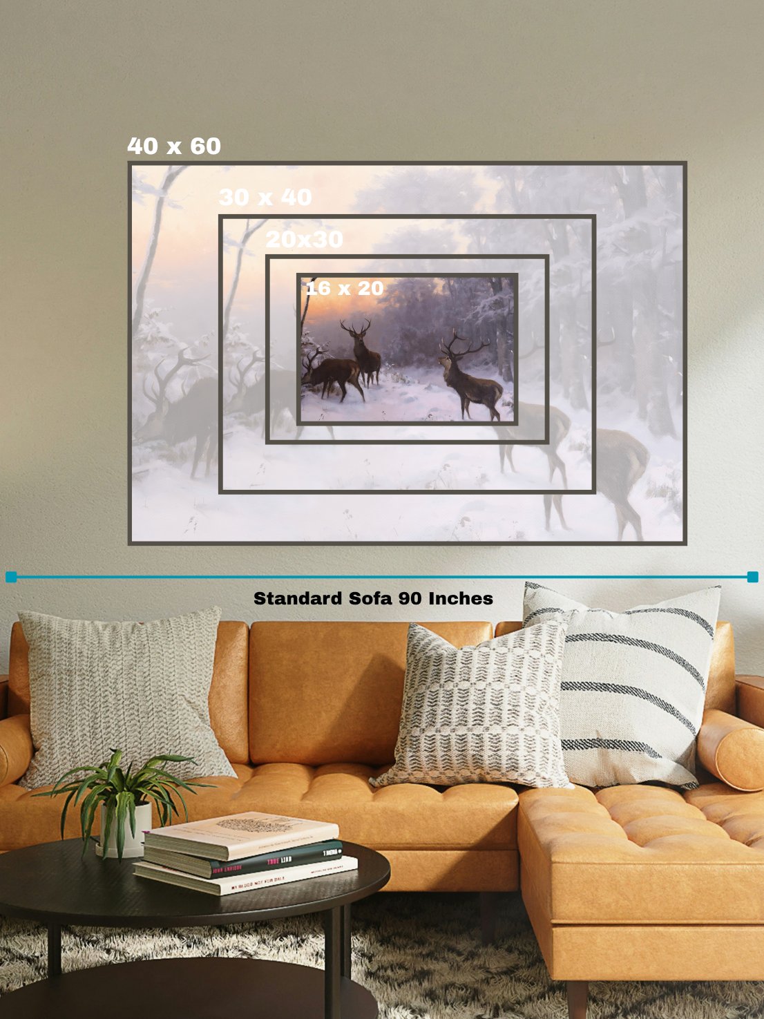 Antique Deer in Winter Forest Scenery Canvas Print product image (15)