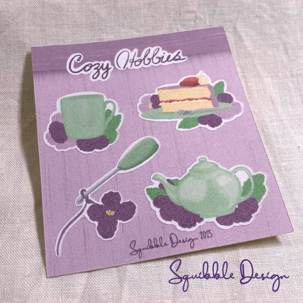 Squibble Mini Paper Sticker Sheet - Cozy Hobbies | Squibble Design