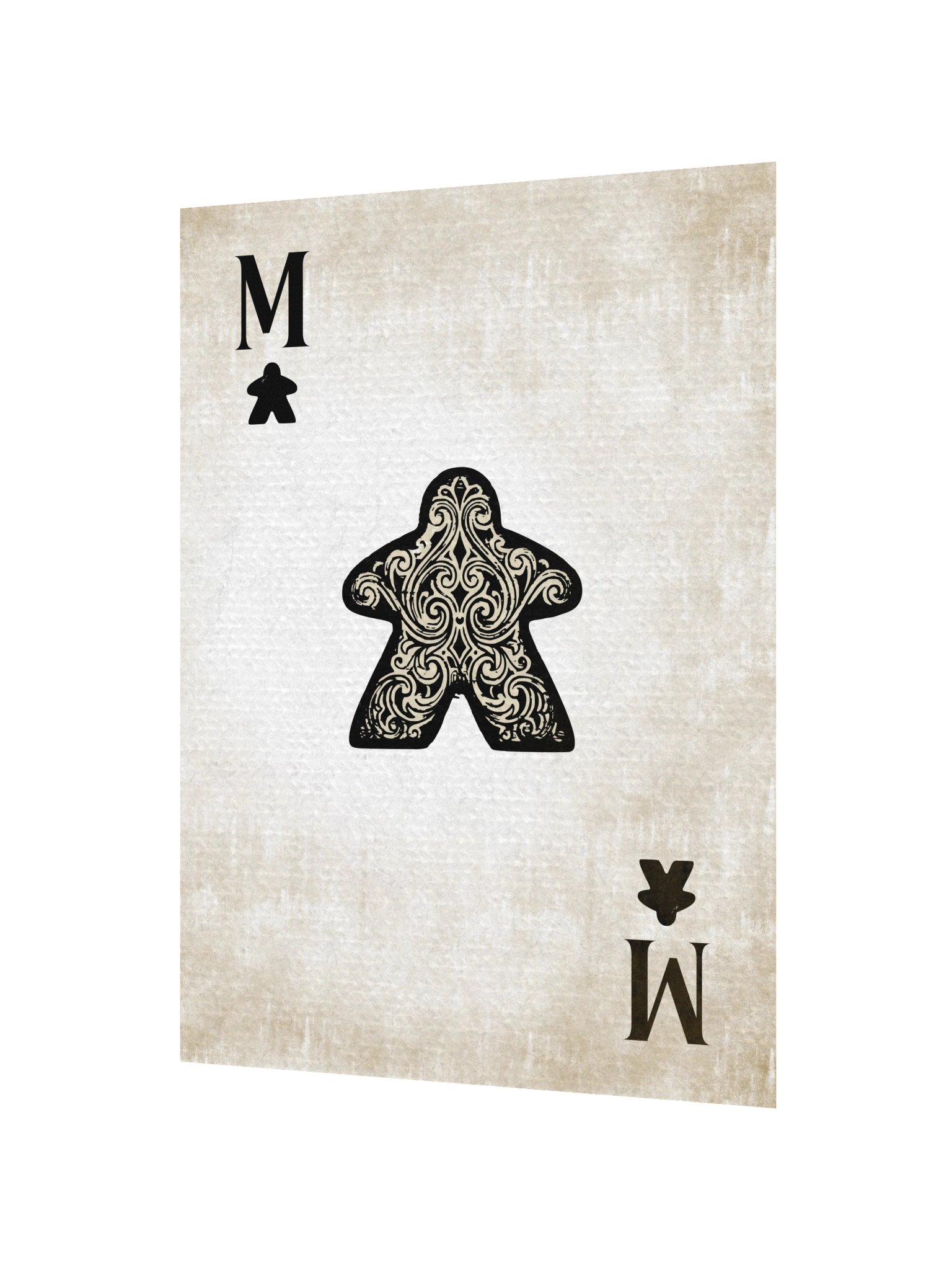 Vintage Meeple Black Ace Playing Card Board Game Room Poster - UNFRAMED product image (2)