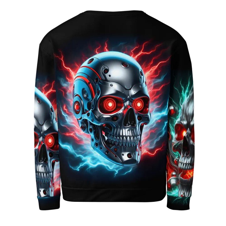Futuristic RoboSkull All-Over - Unisex Sweatshirt #10 product image (2)