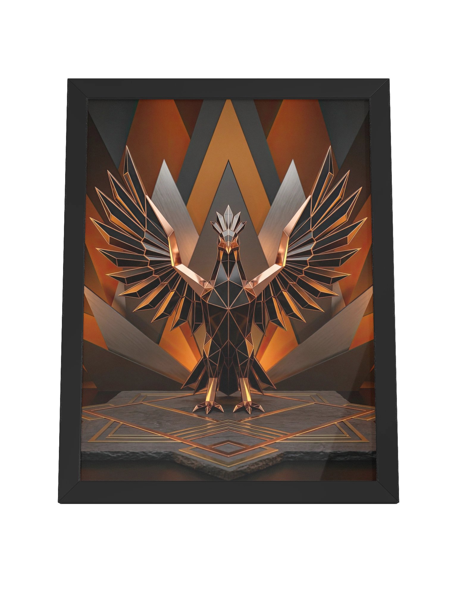 Radiant Geometric Phoenix Framed Poster - Neo-Deco Luxury Wall Art product image (4)