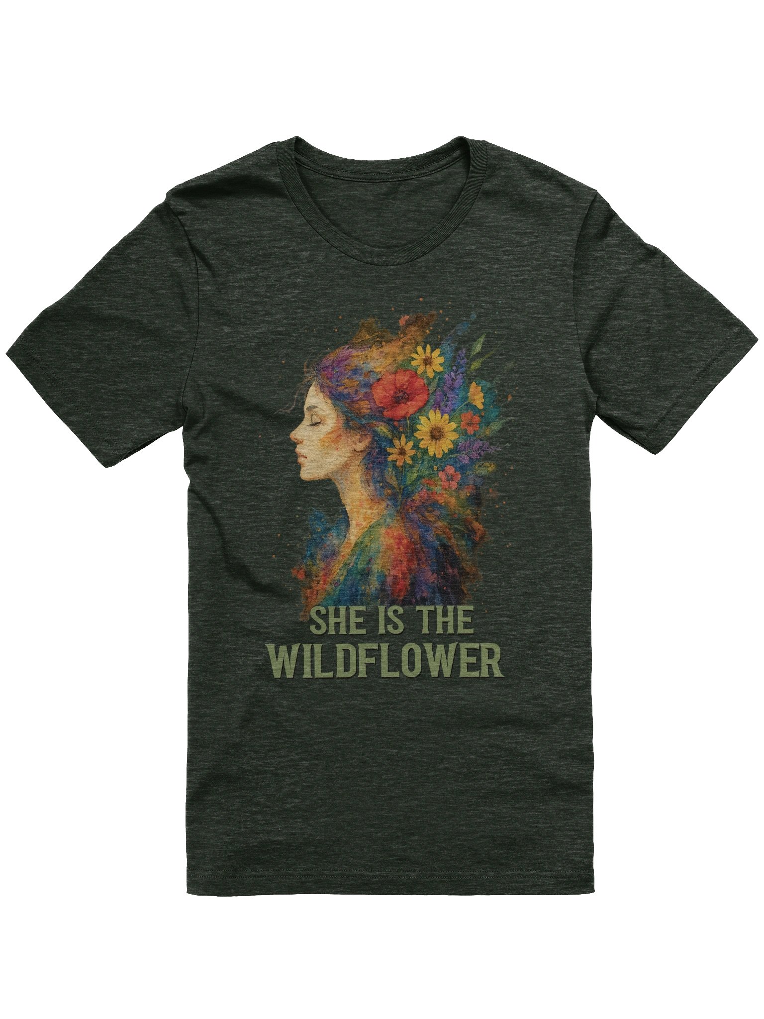 She Is the Wildflower T-Shirt – Boho Artistic Floral Naturecore Tee product image (1)