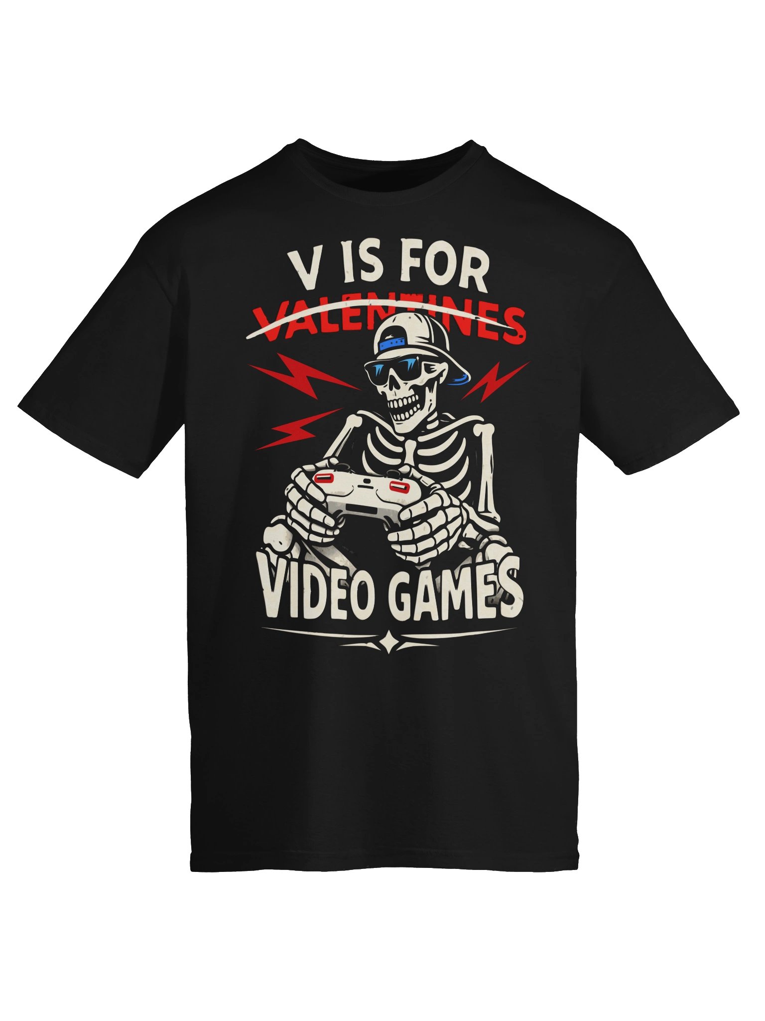Valentine's Day Gamer Shirt Skeleton Funny V is for Video Games product image (5)