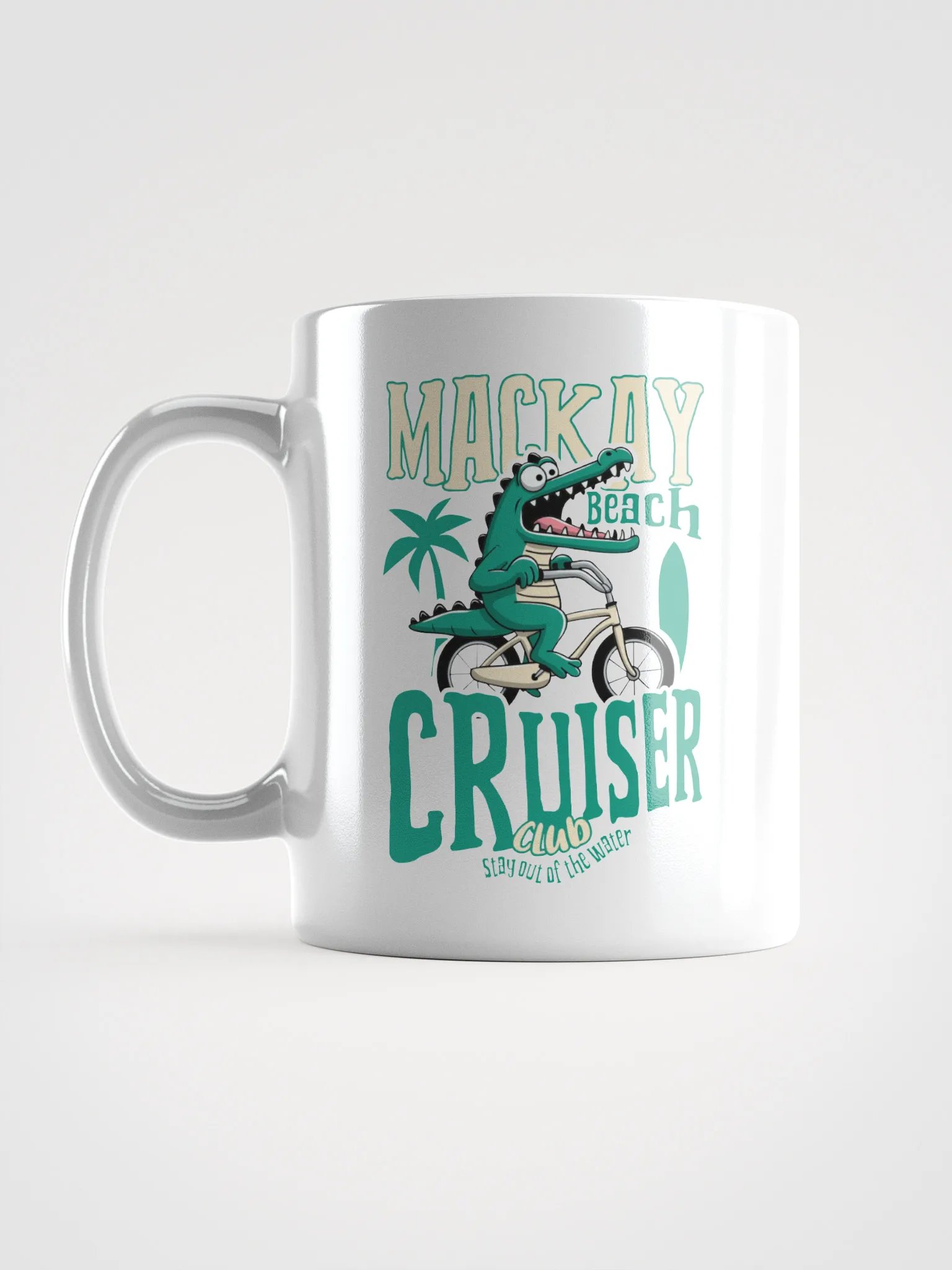 Mackay Beach Cruiser Crocodile Mug – Funny Beach Cruiser Bike Coffee Cup | Stay Out of the Water! product image (6)