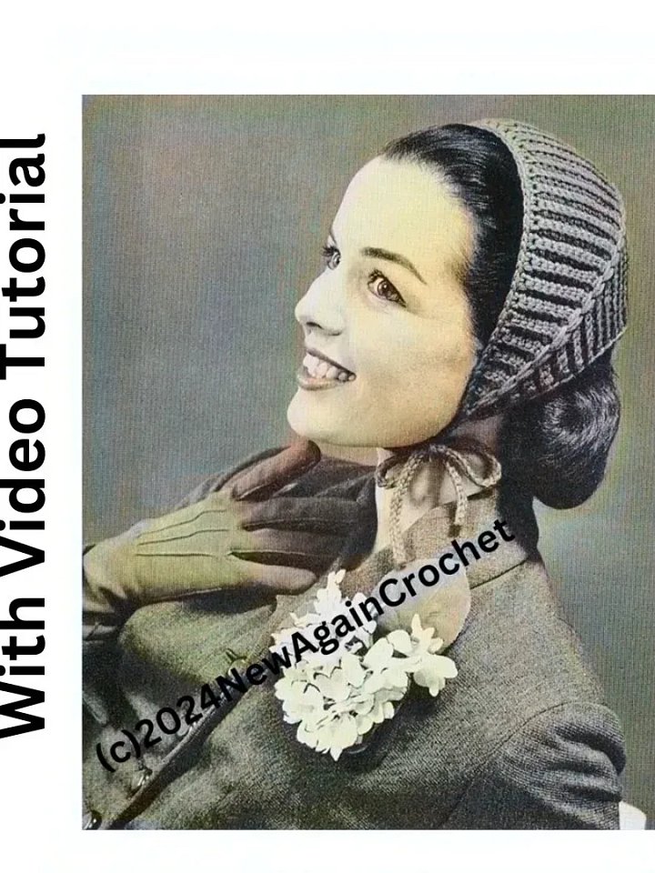 1950s Vintage Crochet Headband / Bonnet Style Headband Pattern *WITH VIDEO TUTORIAL* product image (2)