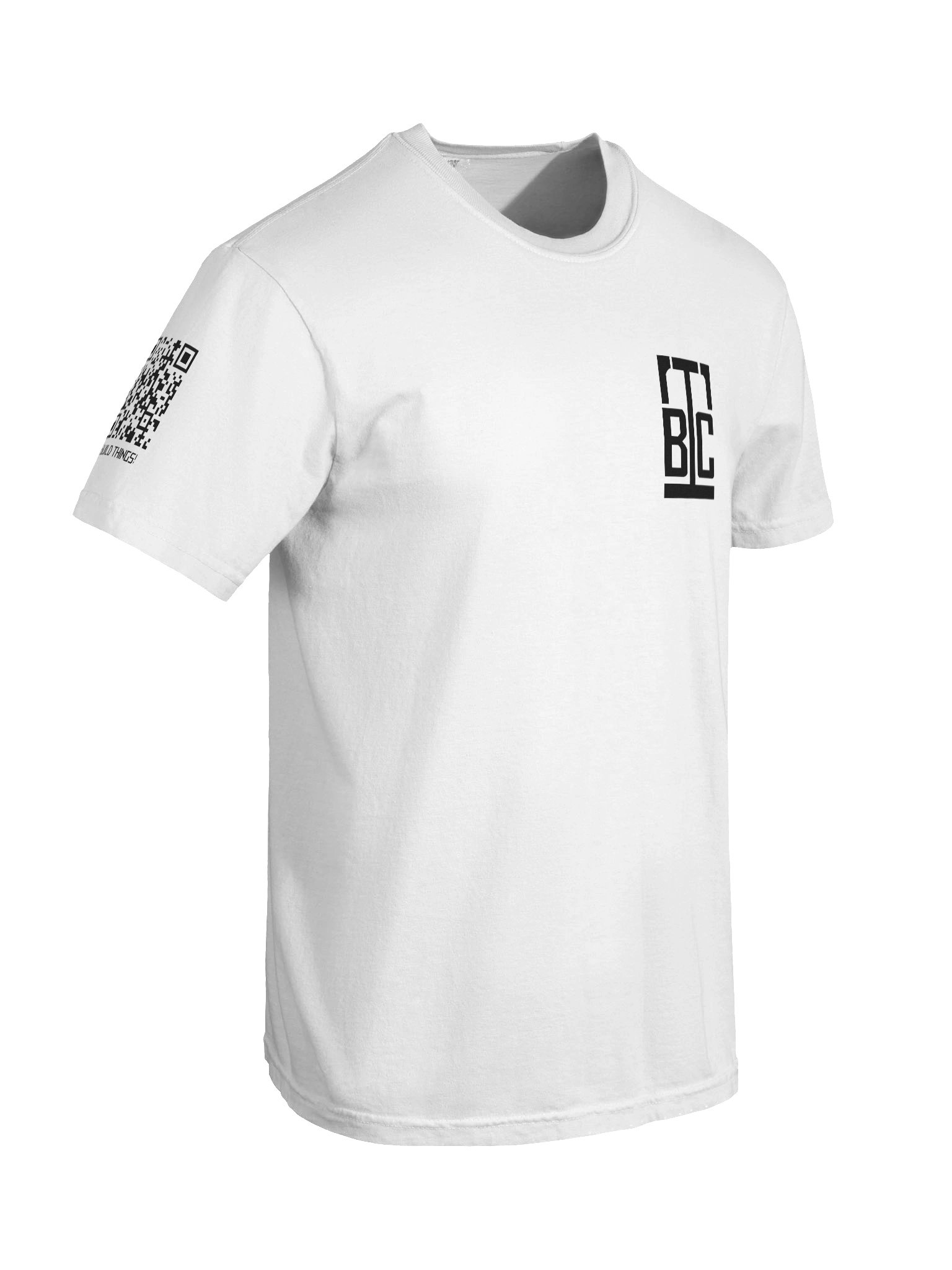 WHITE Ultra-Soft Cotton Tee - I BUILD THINGS! (Sleeve Print) product image (8)