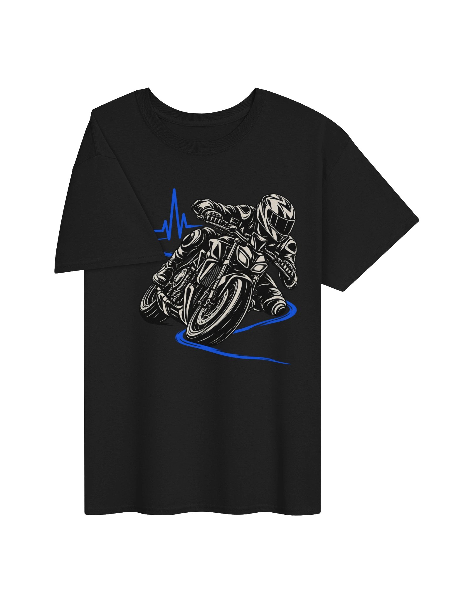 Streetfighter Heartbeat – Blue Pulse Motorcycle T-Shirt product image (3)