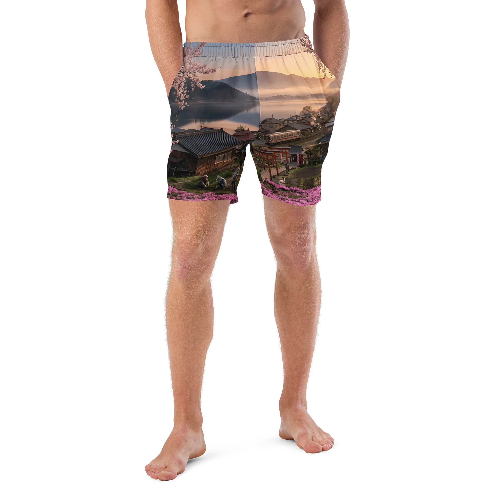 Mount Fuji Village Pink Moss Swim Trunks product image (4)