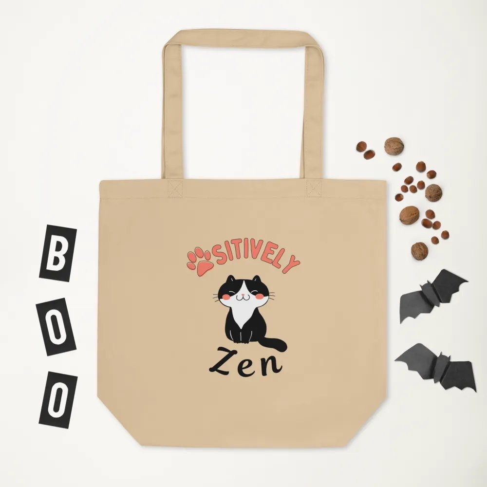 Pawsitively Zen — Organic Cotton Beige Tote Bag for Everyday Use product image (5)