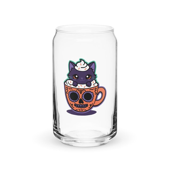 Sugar Skull Kitten Mug 16oz Can-Shaped Drinking Glass product image (1)