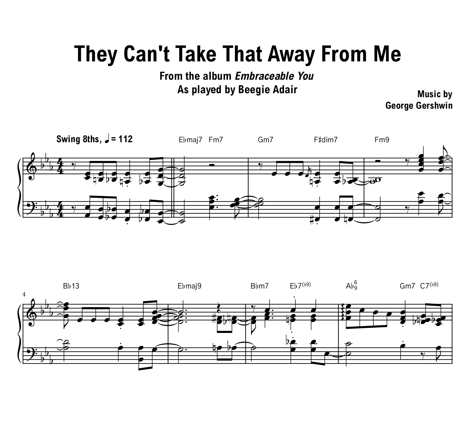Beegie Adair - They Can't Take That Away From Me - Sheet music (PDF) product image (1)