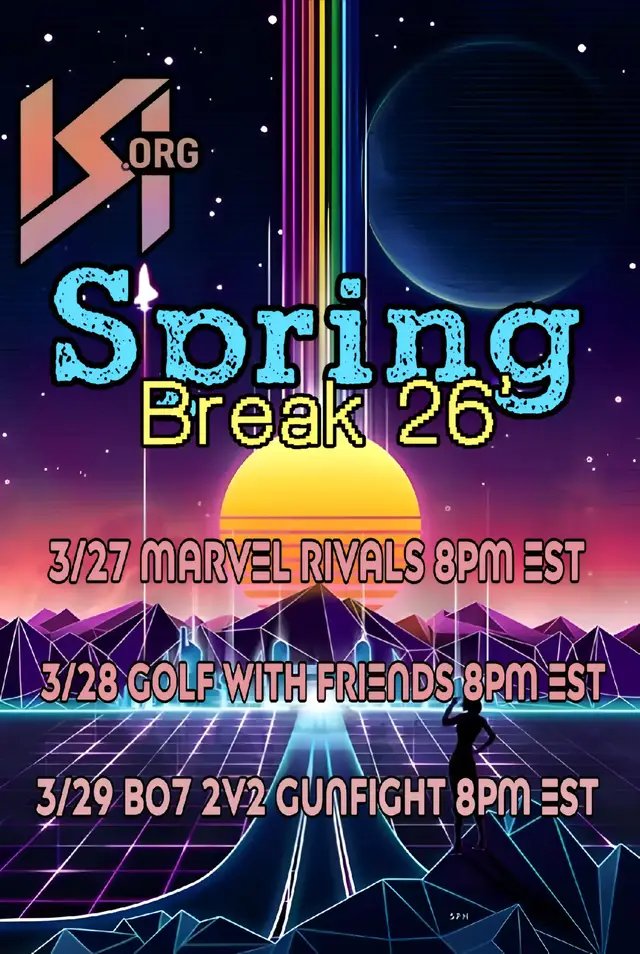 🌴🔥 SPRING BREAK 26 IS HERE 🔥🌴 The first annual Spring Break event of 2026 is about to go off. 🎮 3 nights. 3 games. 1 community bringing the heat. Think you’ve got what it takes? Pull up, squad up, and make some noise. March 27–29 | 8PM EST #SpringBreak26 #GamingCommunity #KSI #SquadUp #GamingEvents