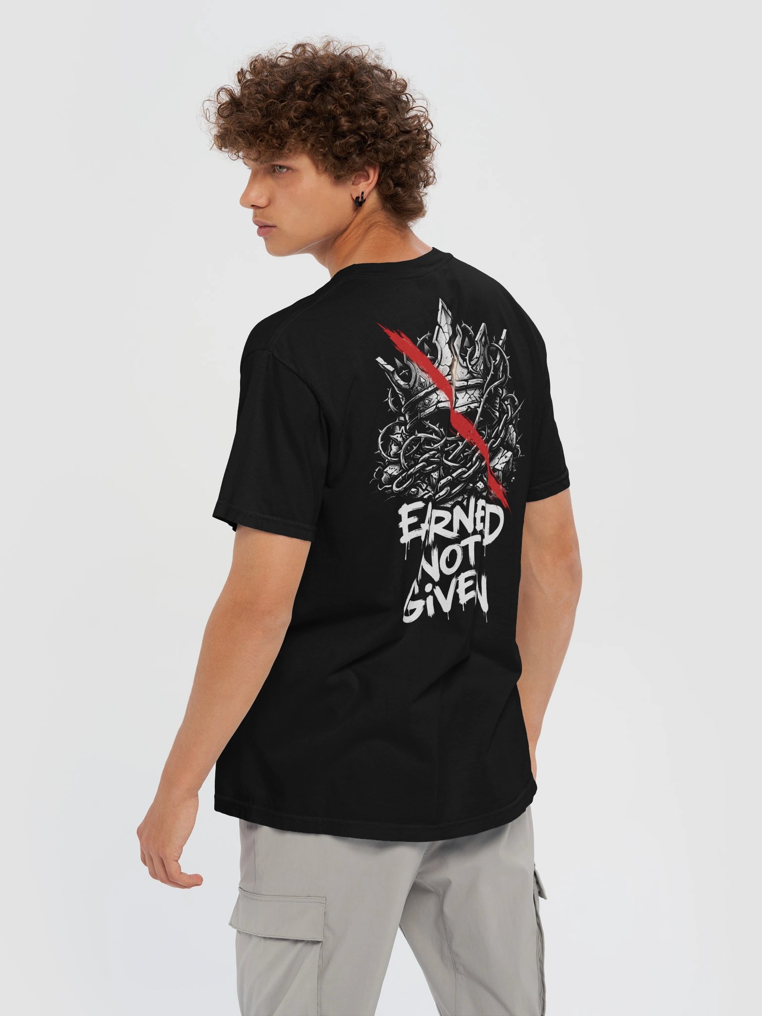 Earned Not Given T-Shirt | Dark Streetwear Back Print Tee product image (47)