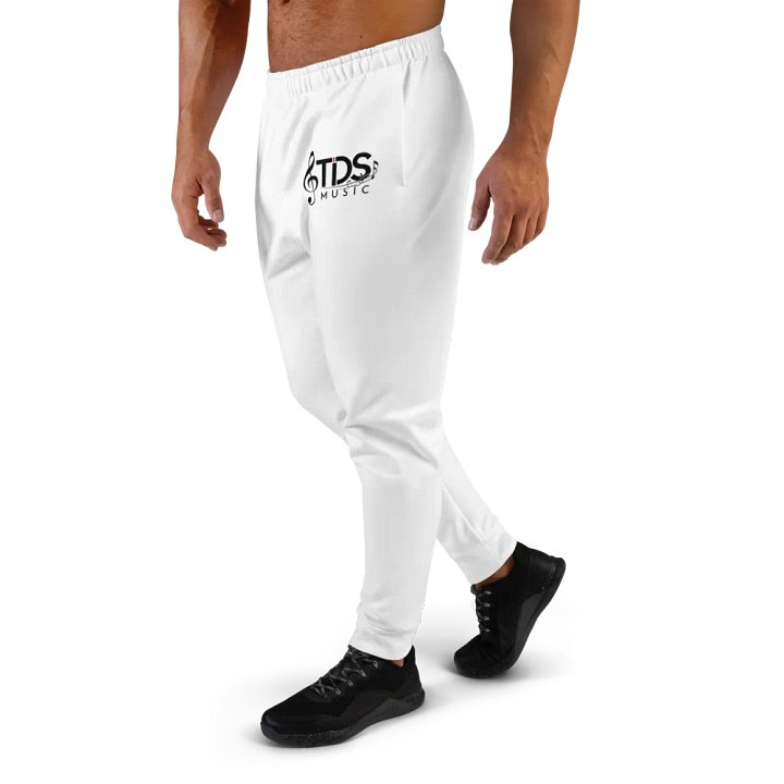 TDS Music Men's White Recycled Joggers - Sustainable, Slim Fit Activewear product image (2)