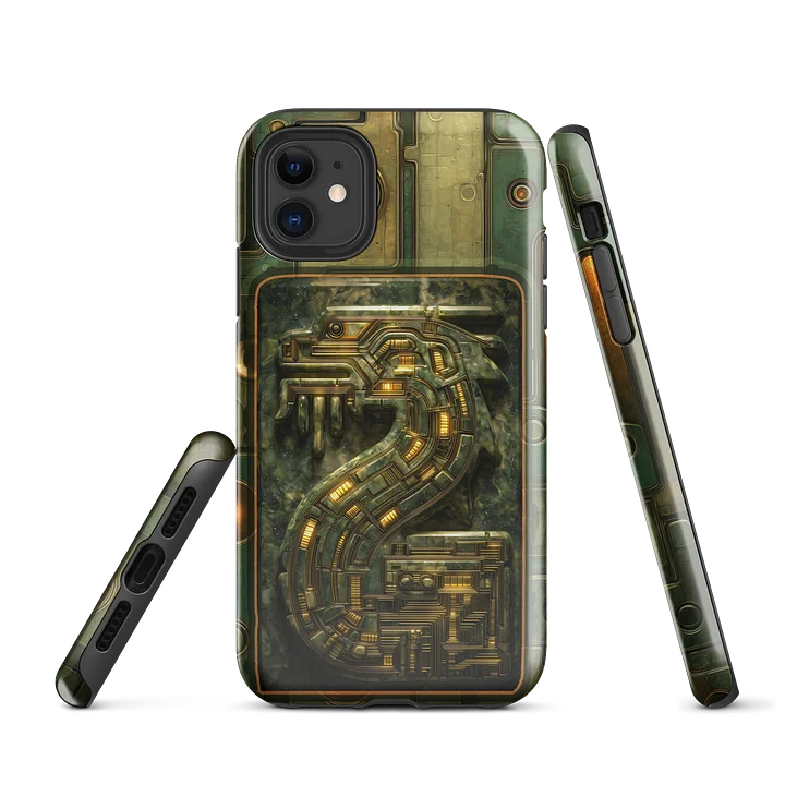 Jade Serpent Phone Case – Gold Circuit Snake Design, Green Tech Pattern Cover product image (1)