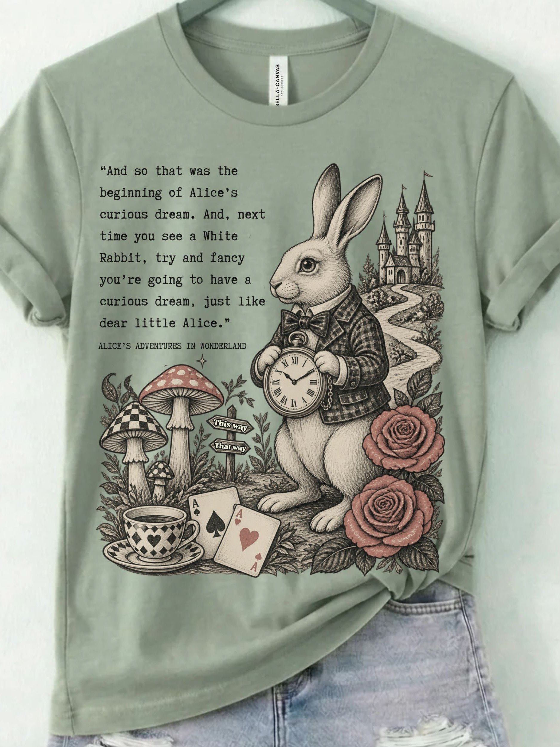 White Rabbit Wonderland Shirt, Alice Quote Tee, Lewis Carroll Graphic product image (1)
