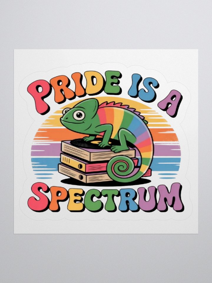 Pride is a Spectrum Sticker - Rainbow Chameleon on Books Design product image (2)