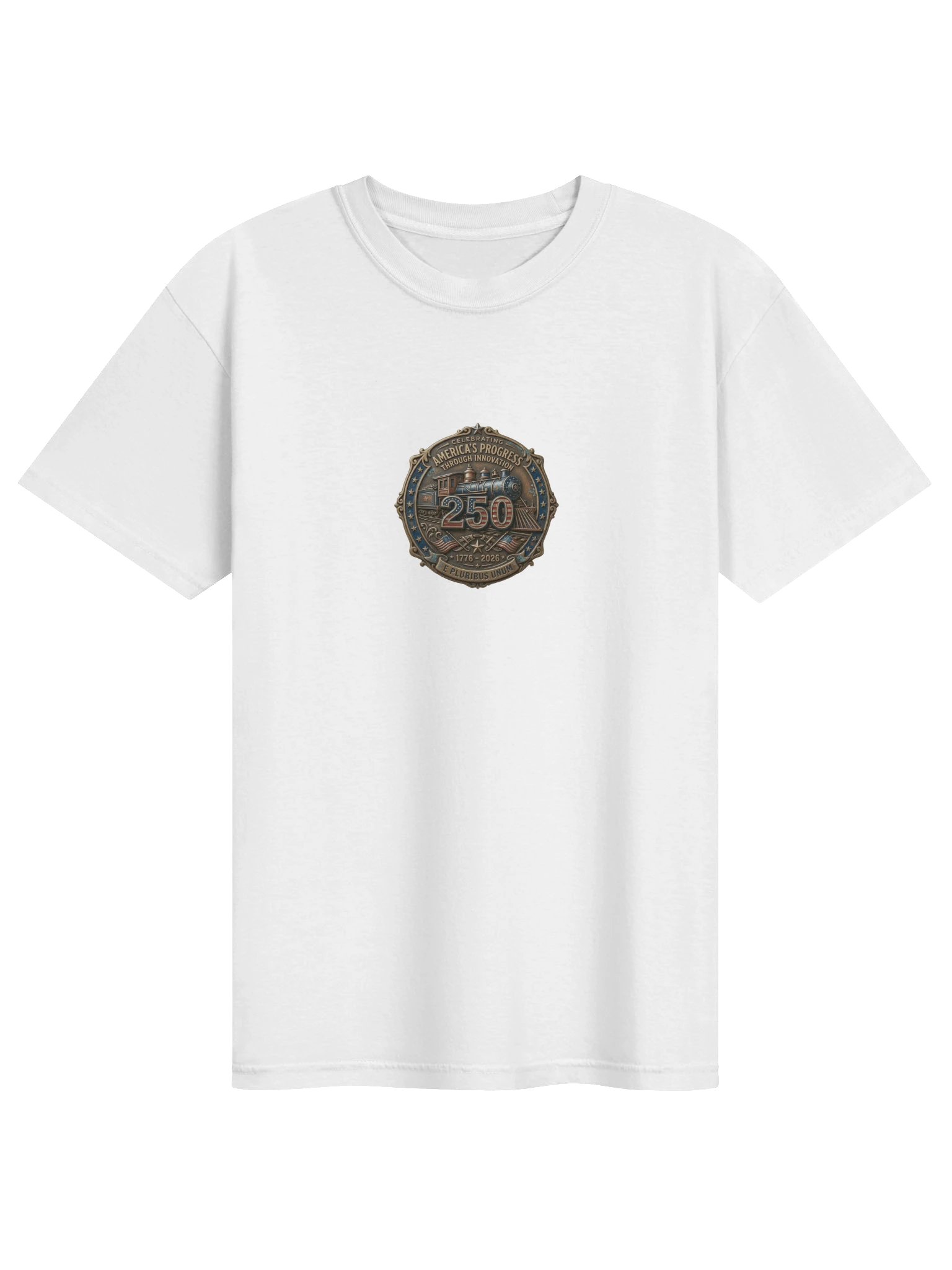America 250th Anniversary Vintage Steam Train Medal T-Shirt product image (1)