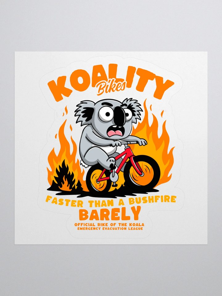 Funny Koala Bike Sticker – “Faster Than a Bushfire (Barely)” – Aussie Animal Cycling Pun Decal product image (2)