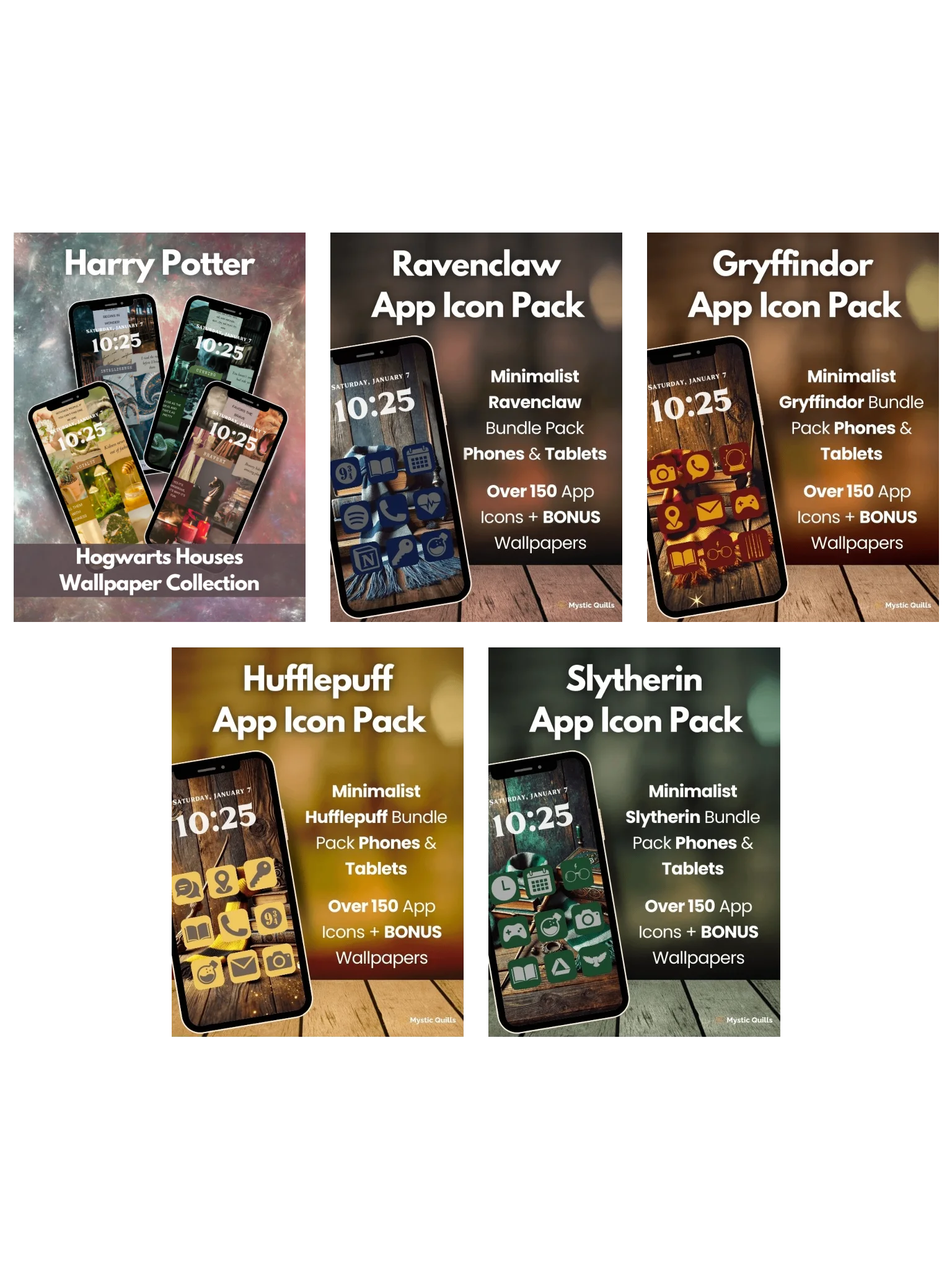 Magical School Houses Aesthetic Bundle – 4 Icon Packs + All Wallpapers, iOS & Android App Icons & Phone Backgrounds product image (1)