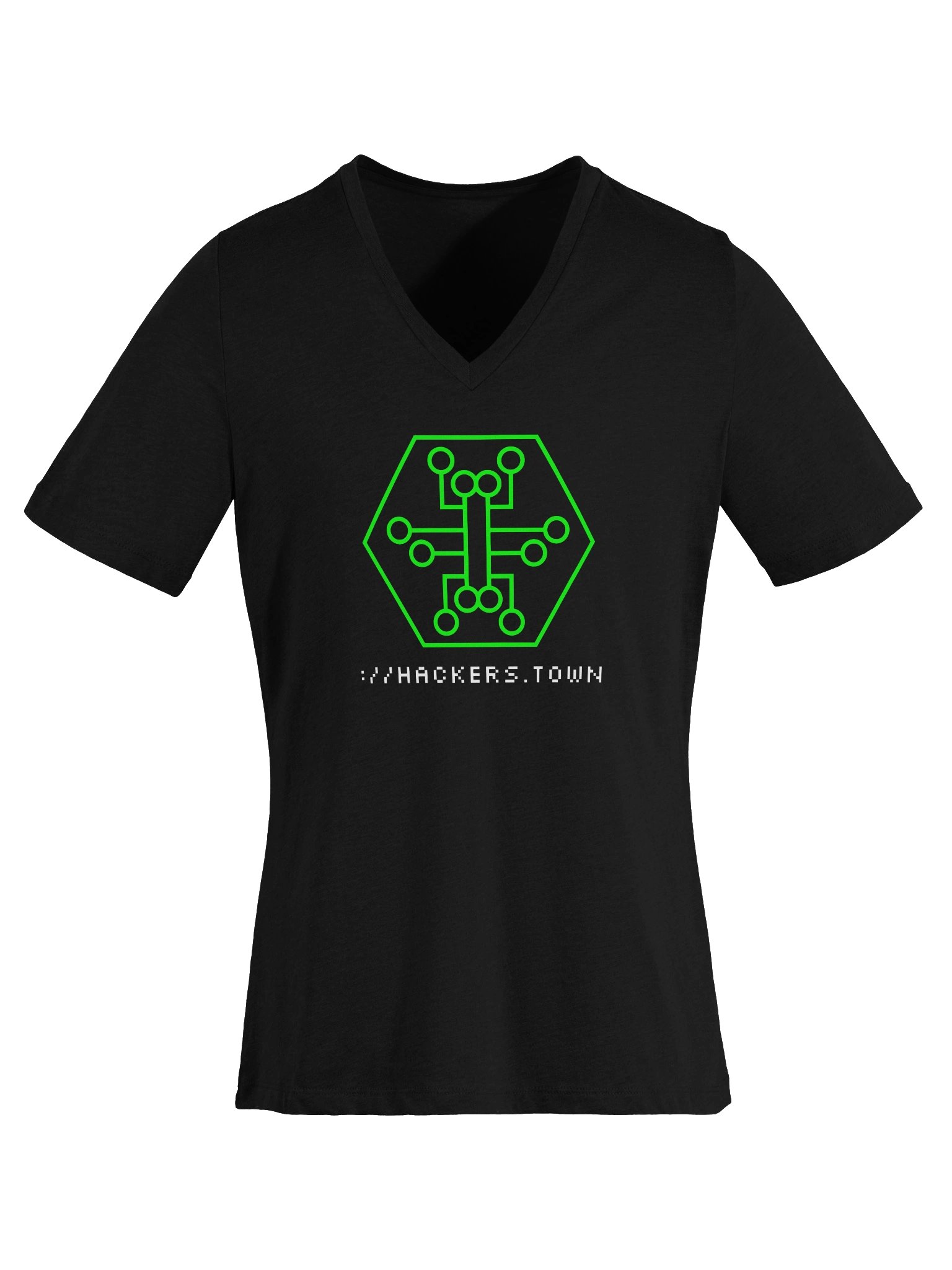 hackers.town v neck, women's cut, green product image (5)
