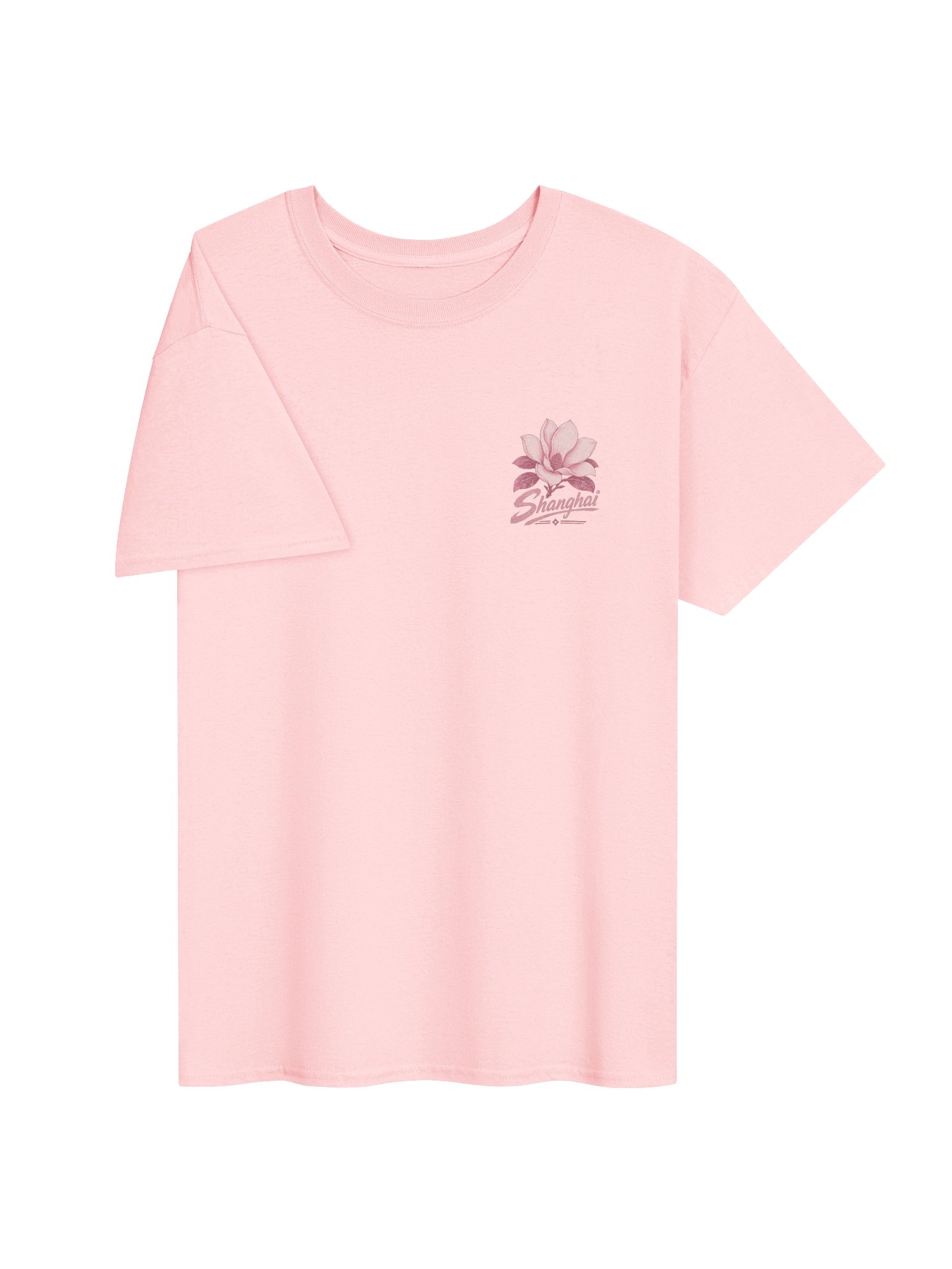 Shanghai Skyline Tee | Vintage Pink & White Design | Heavyweight T-Shirt product image (4)