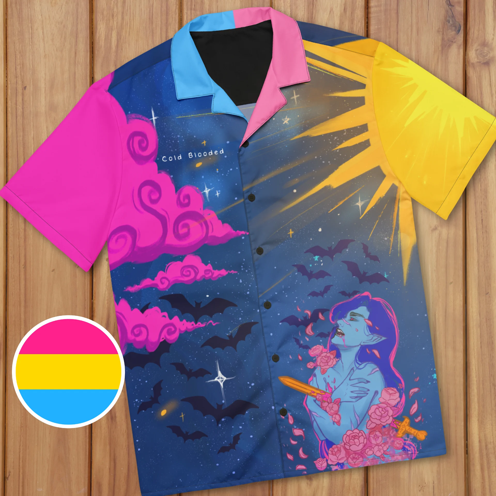 Pansexual Subtle Pride Vampire Button Up Shirt product image (1)
