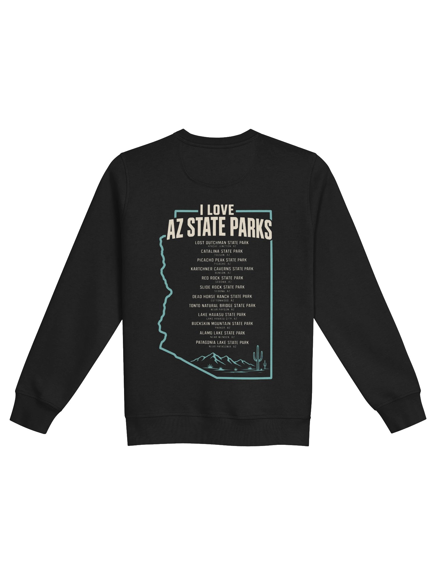 I Love AZ State Parks Organic Sweatshirt – Coati & Cacti product image (4)