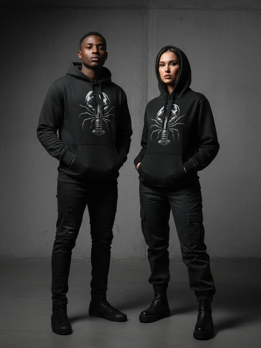 Molten Shell Hoodie | Futuristic Metallic Lobster Streetwear Design product image (6)
