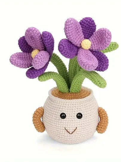 Häkelanleitung für 5 Topfblumen im Amigurumi-Stil product image (2)