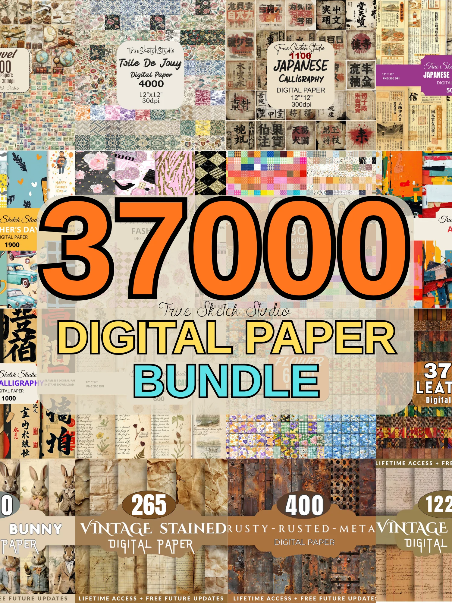 37000 Digital Paper Bundle, Seamless Scrapbook Paper Pack product image (1)
