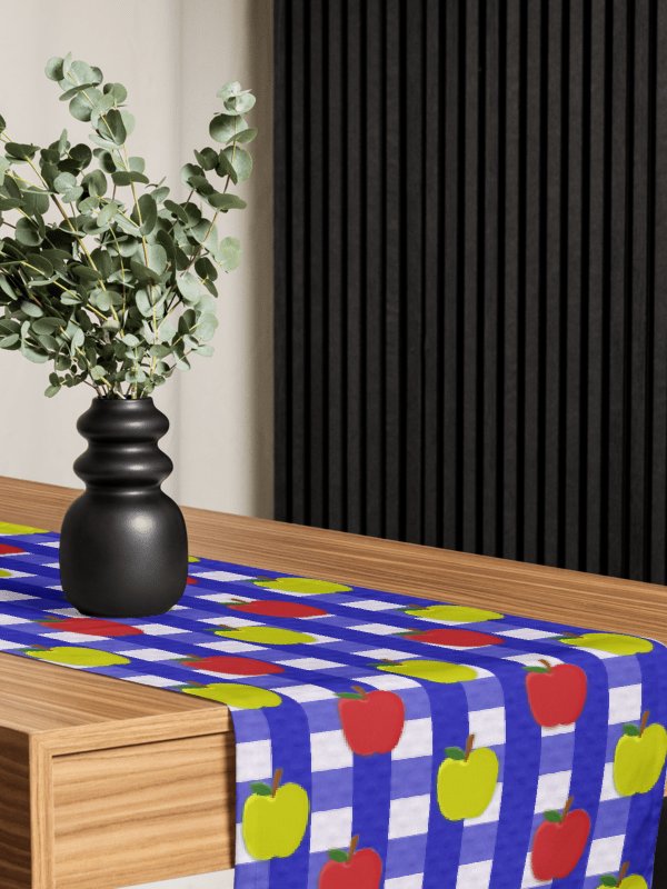 Apple Gingham Pattern in Blue Table Runner product image (1)