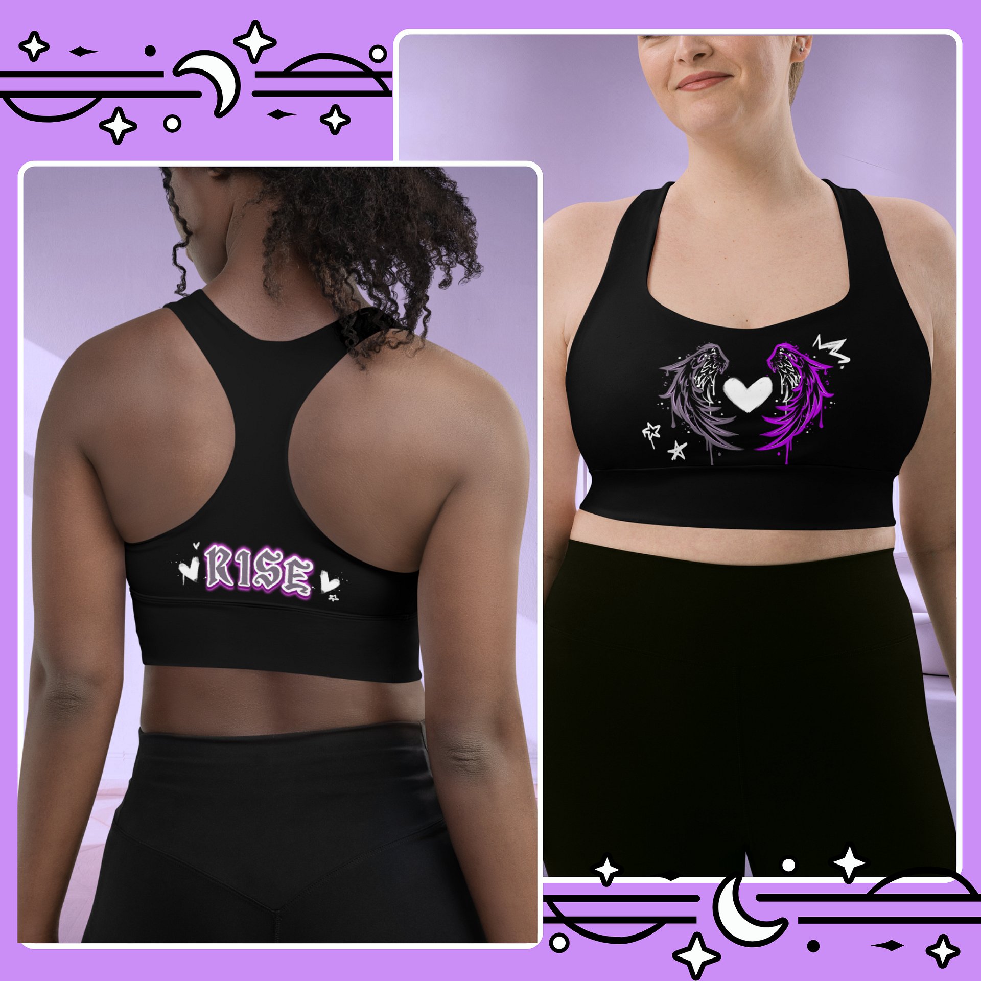 RISE Collection: Subtle Asexual Pride Phoenix Mild Compression Sports Bra product image (2)