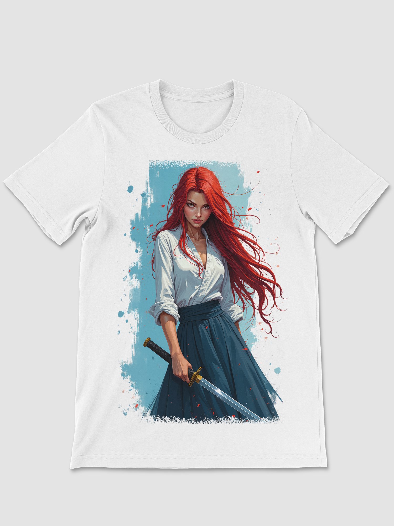 Red Haired Katana Girl T-shirt product image (1)