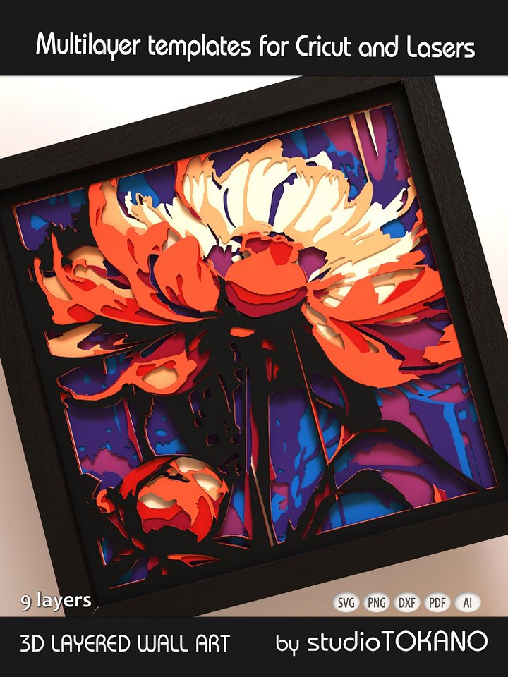 Asian Floral Shadow box SVG product image (2)