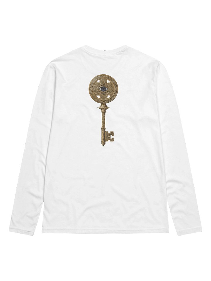 The Gatekeeper’s Key – White Clarity Line Edition (Front & Back Print) | Premium Fitted Long Sleeve product image (2)