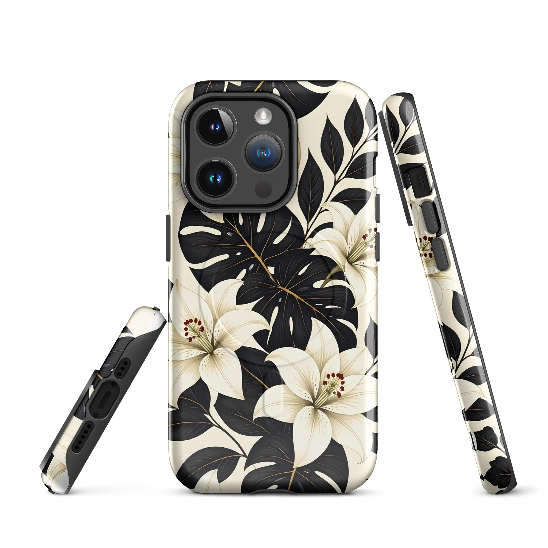 Black & Cream Floral MagSafe Tough Case product image (3)