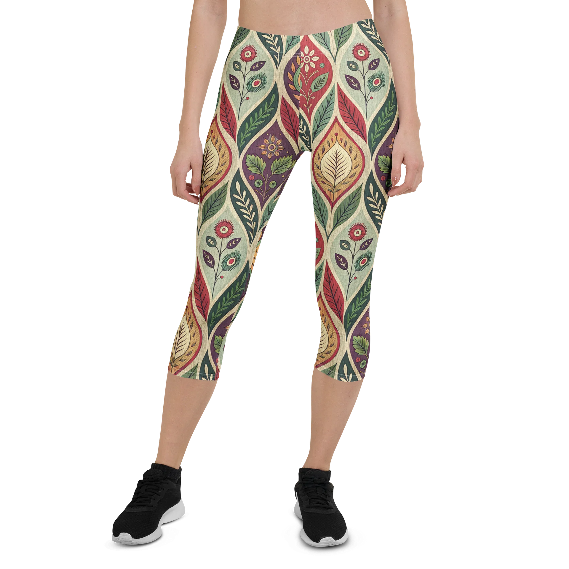 Folk Flower Capri Leggings product image (1)