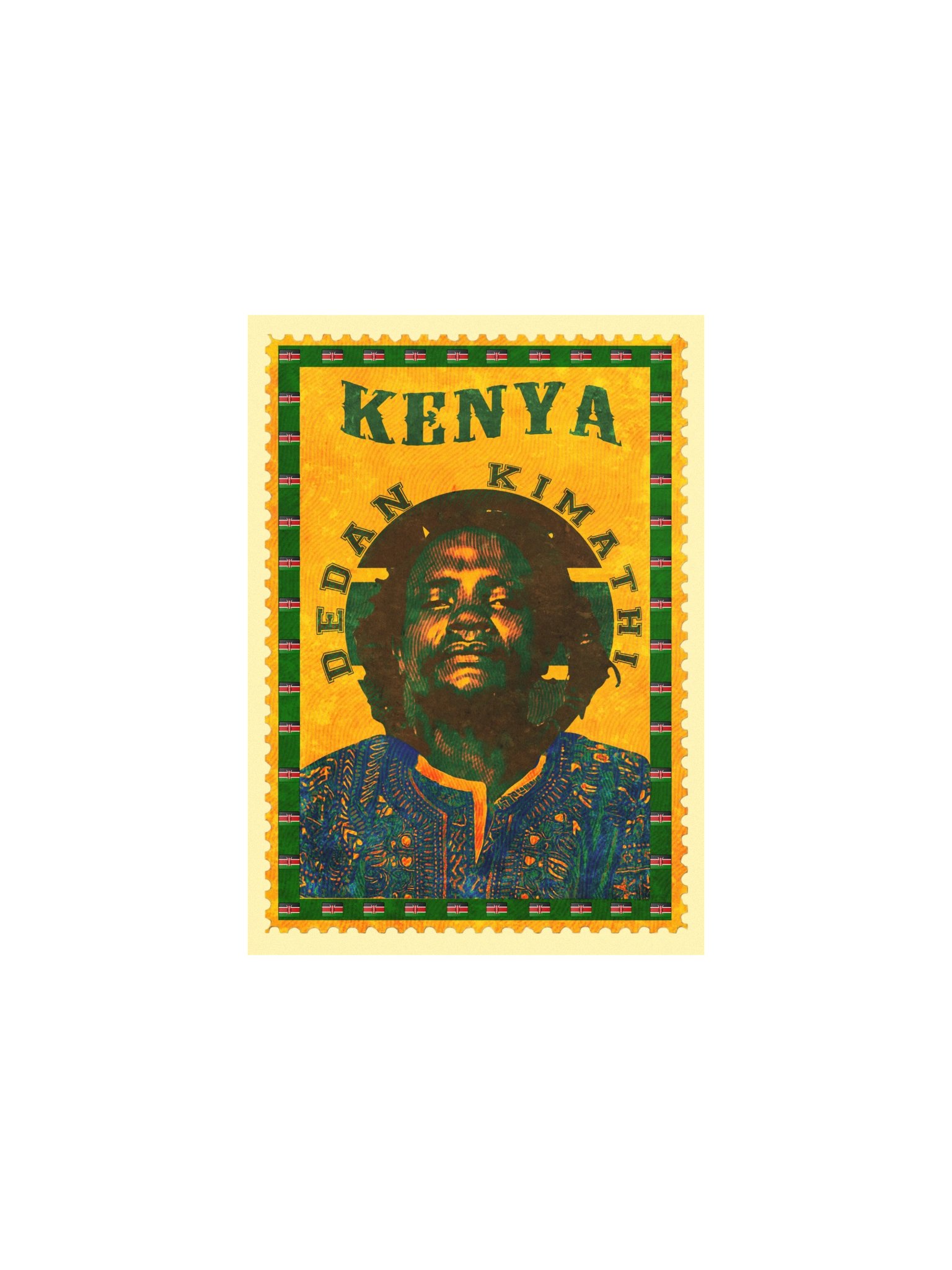 Dedan Kimathi Vintage Postage Stamp Poster | Kenya Mau Mau Freedom Fighter Wall Art | Pan-African History Print product image (2)