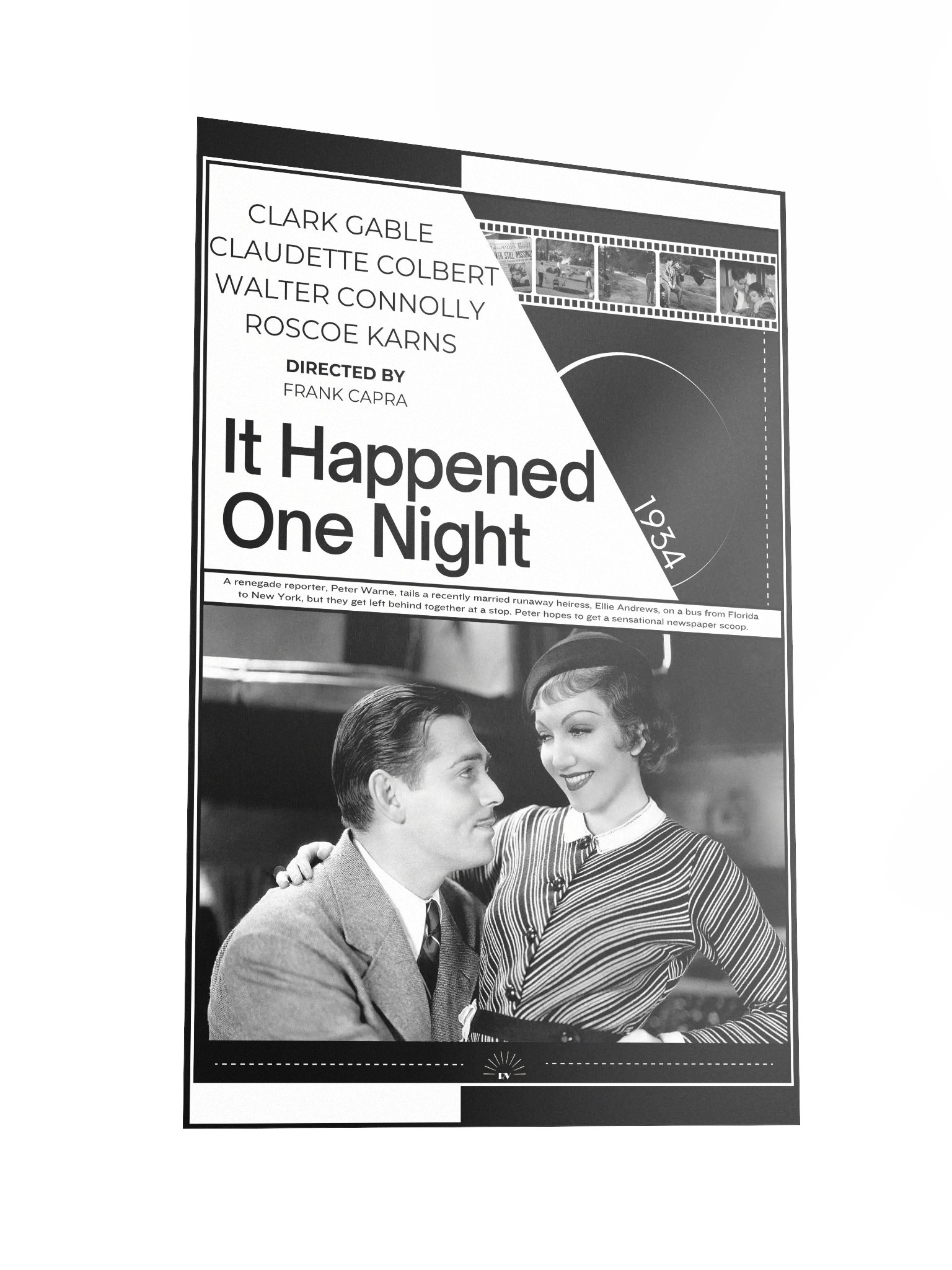 It Happened One Night with Clark Gable and Claudette Colbert 1934 | Movie Poster | 12x18 Wall Art product image (2)