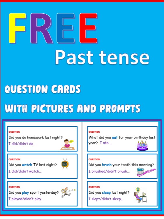 FREE download Past Tense Questions with Picture Cards product image (1)