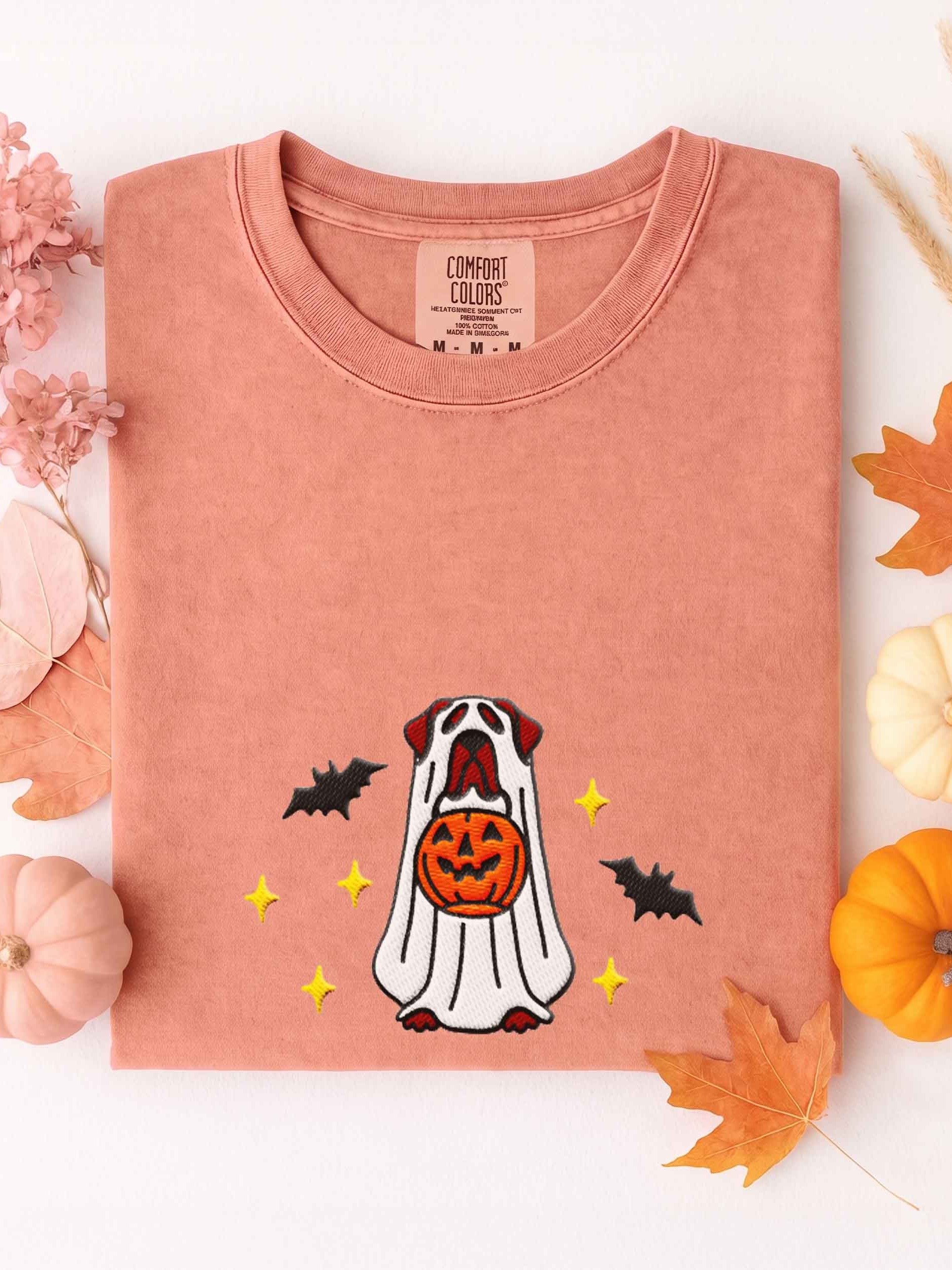 Halloween English Mastiff(Brindle) Embroidered T-Shirt product image (1)