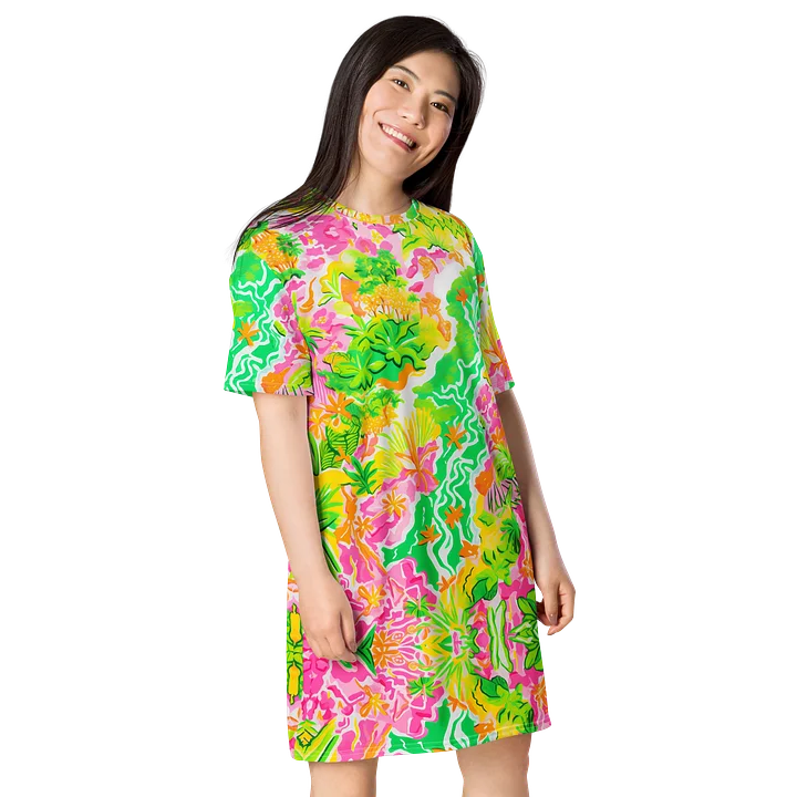 Tropical Garden Print Oversized T-Shirt Dress product image (2)