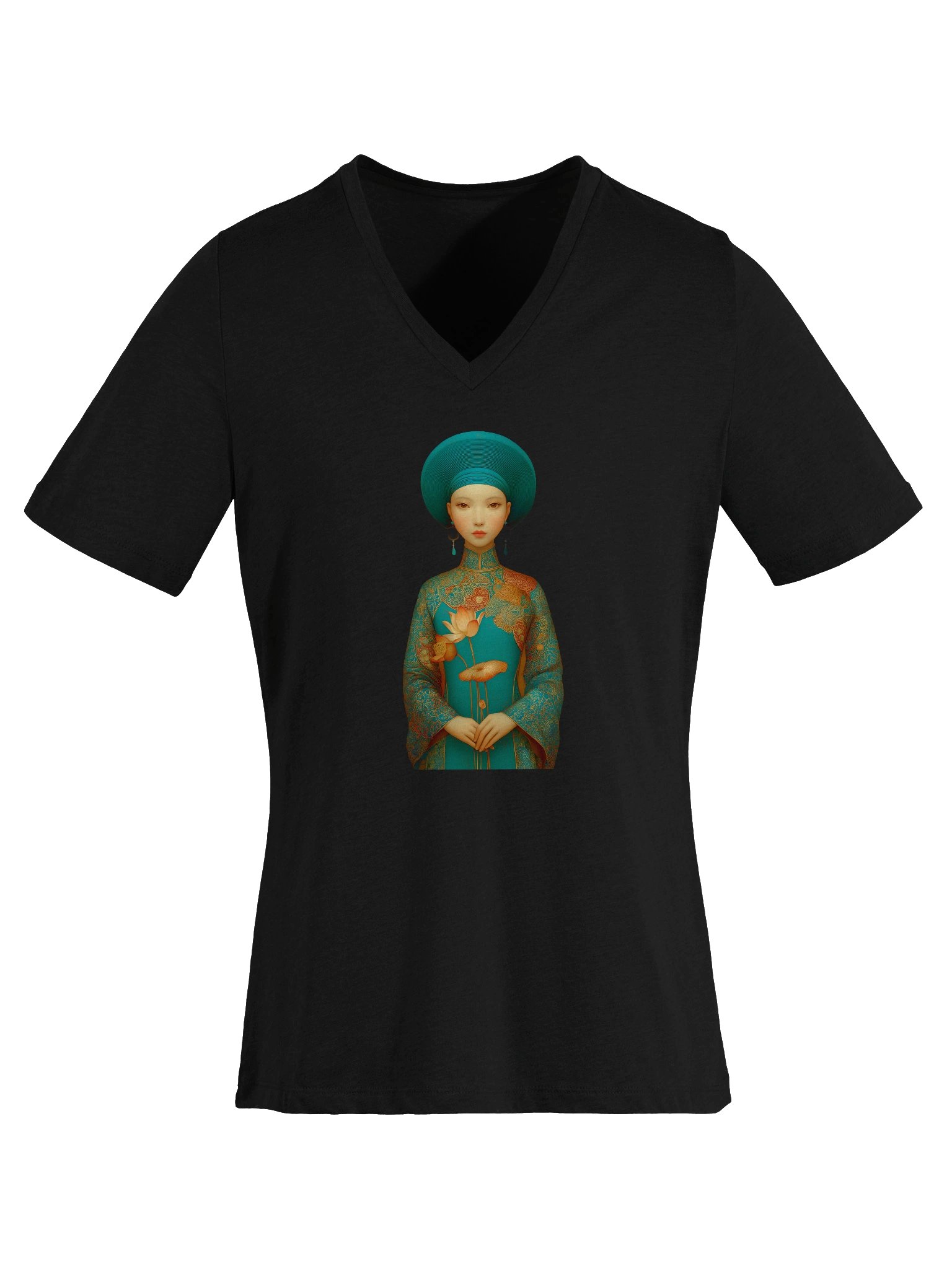 Teal Muse Portrait V-Neck Tee product image (6)