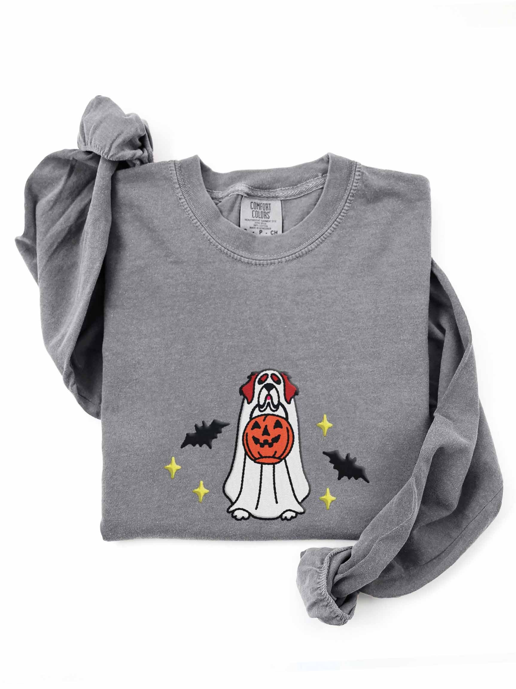 Halloween Newfoundland(Brown & White) Embroidered Long-Sleeve T-Shirt product image (1)