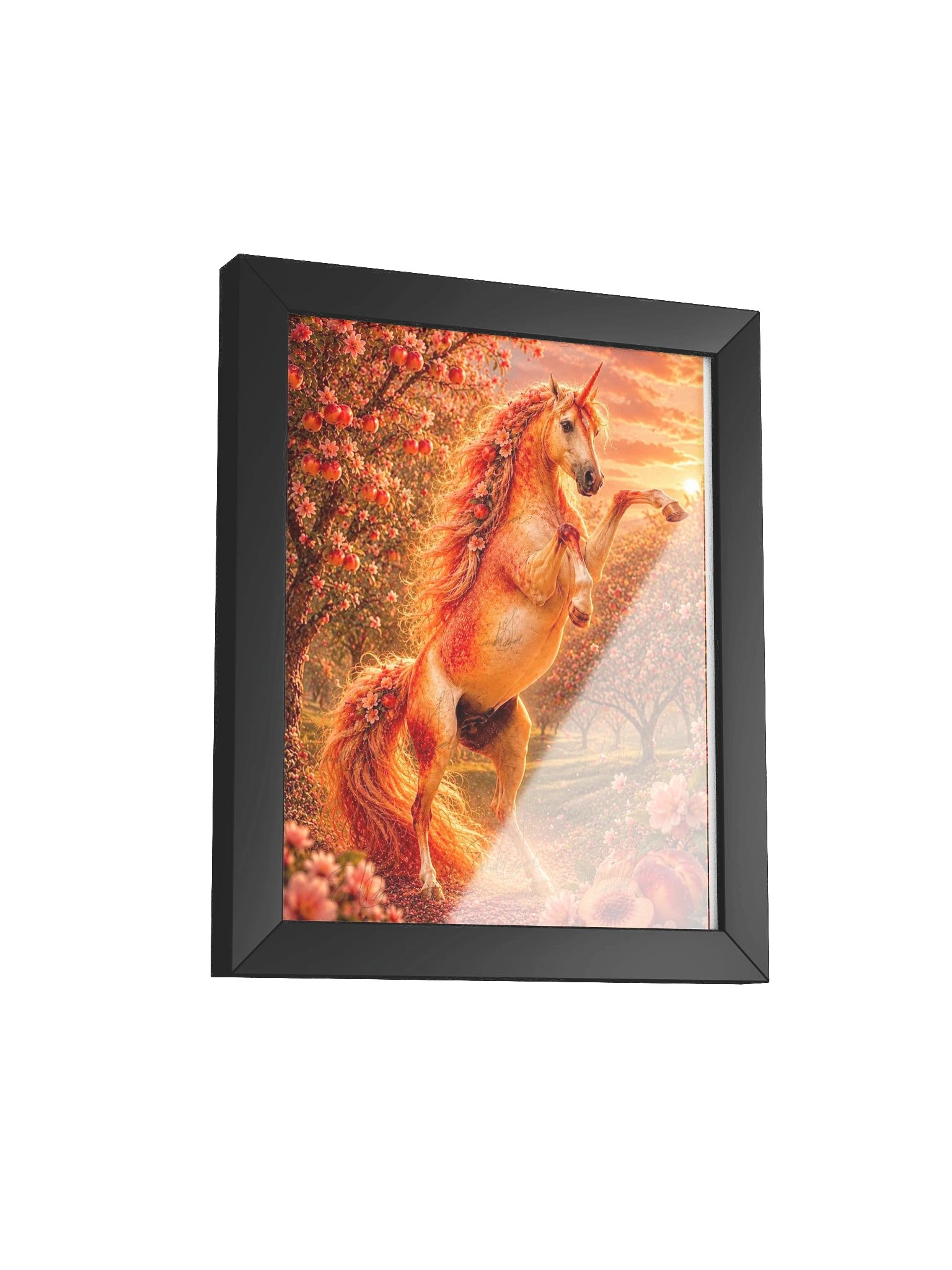 Peach Unicorn Black Framed Poster product image (2)