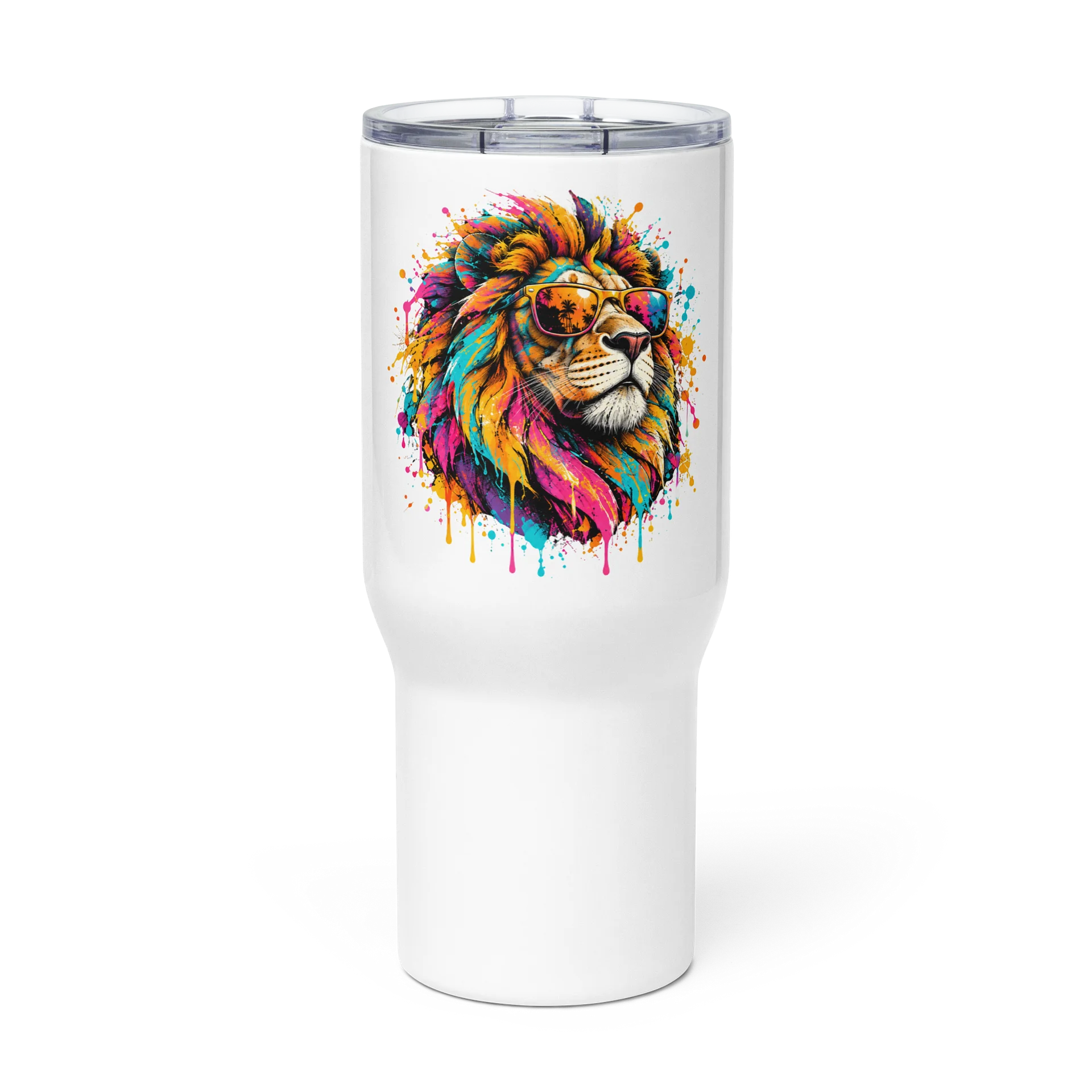 Neon King – Street Art Lion Travel Mug product image (3)