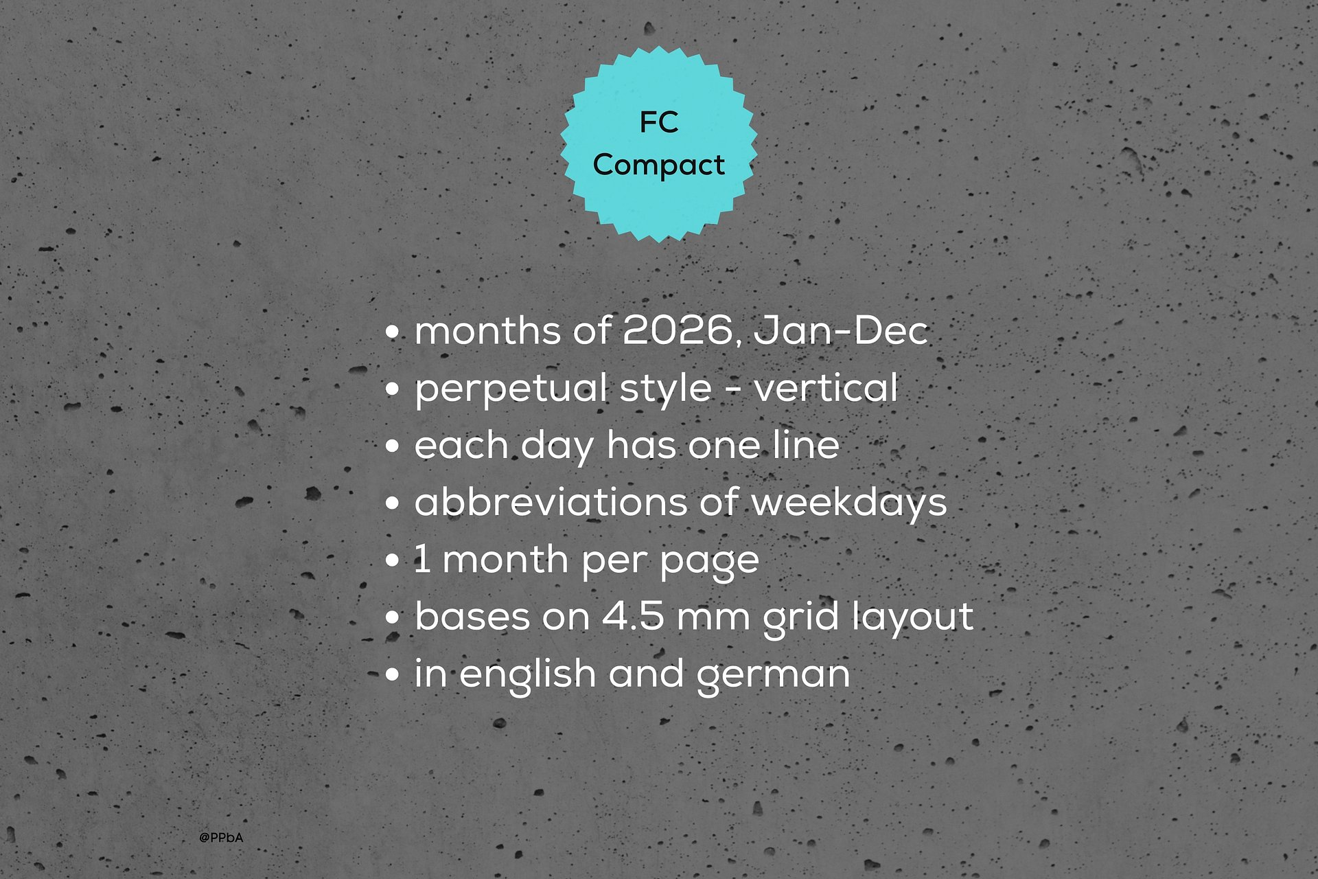 monthly pages - FC Compact - 2026 product image (2)