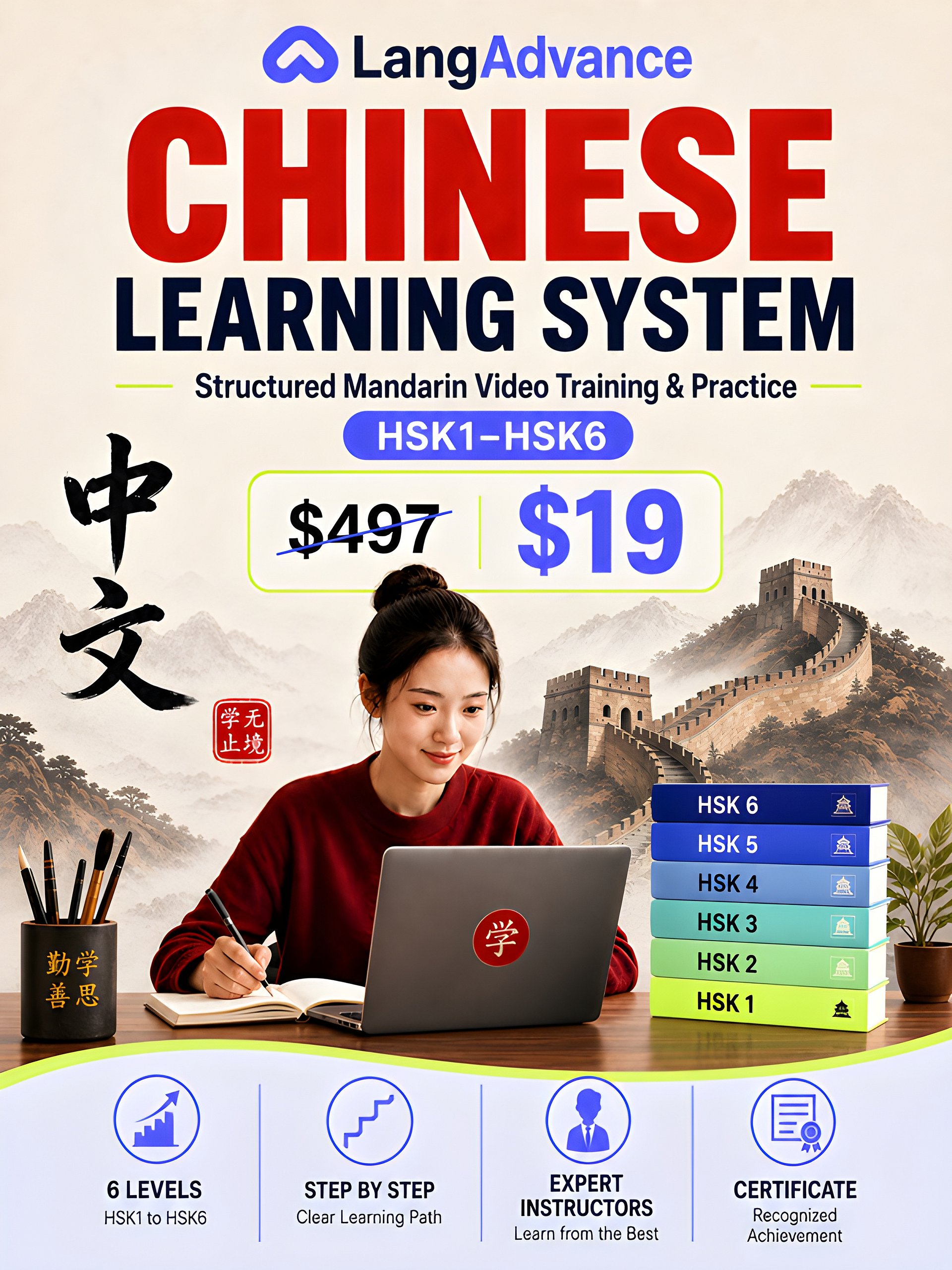 Chinese Learning System 🇨🇳 | Structured Mandarin Video Training & Practice (HSK1–HSK6) product image (1)