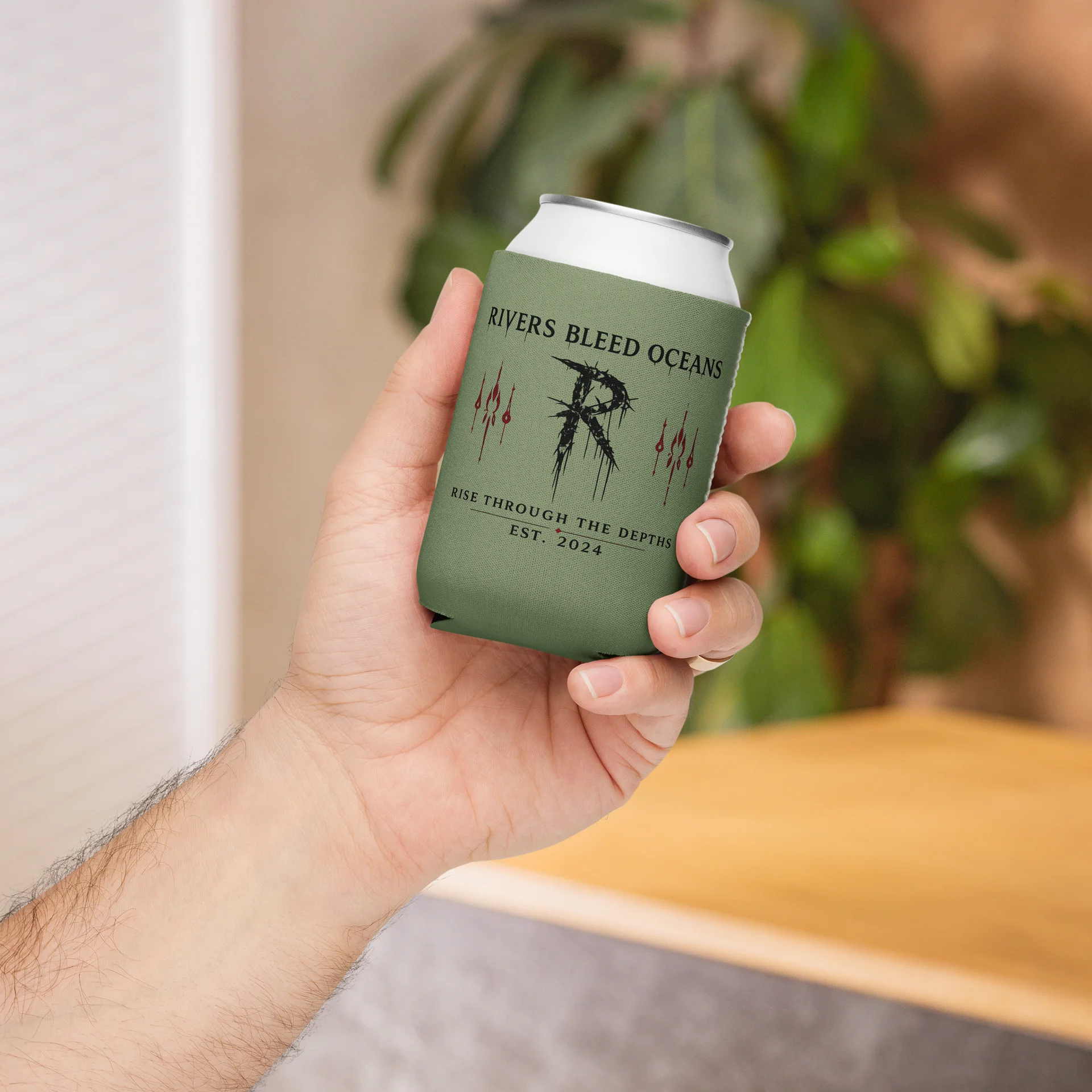 RIVERS BLEED OCEANS Coozie — Est.-Military Green product image (4)